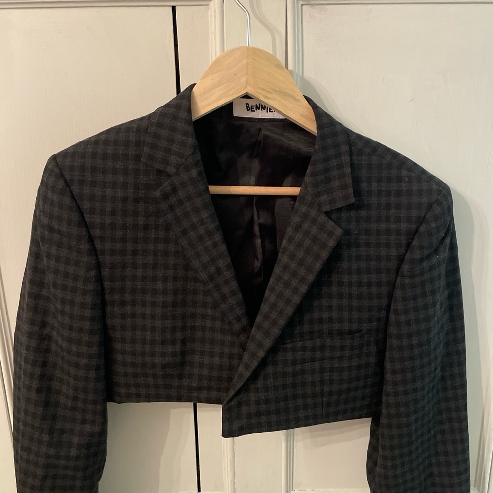 Free People Black Checkered Women's Blazer